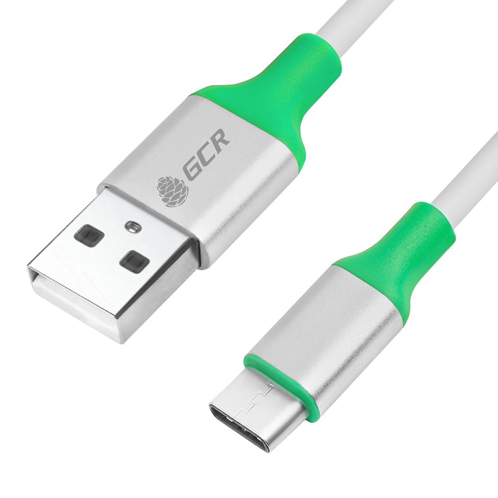 

0.5m USB 2.0, AM/CM, белый, алюминиевый корпус серебро, зеленый ПВХ, 28/28 AWG