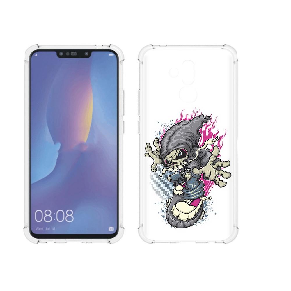 фото Чехол mypads tocco для huawei mate 20 lite нарисованный скелет на скейт борде