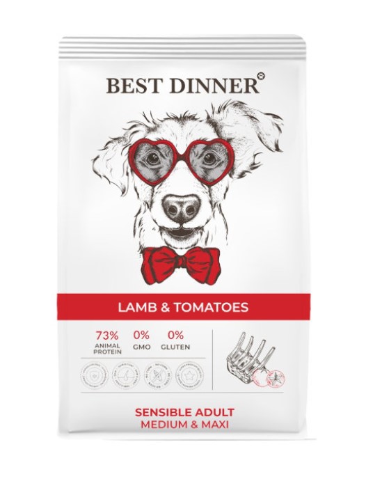 фото Сухой корм для собак best dinner adult sensible medium&maxi lamb&tomatoe, ягненок, 15кг