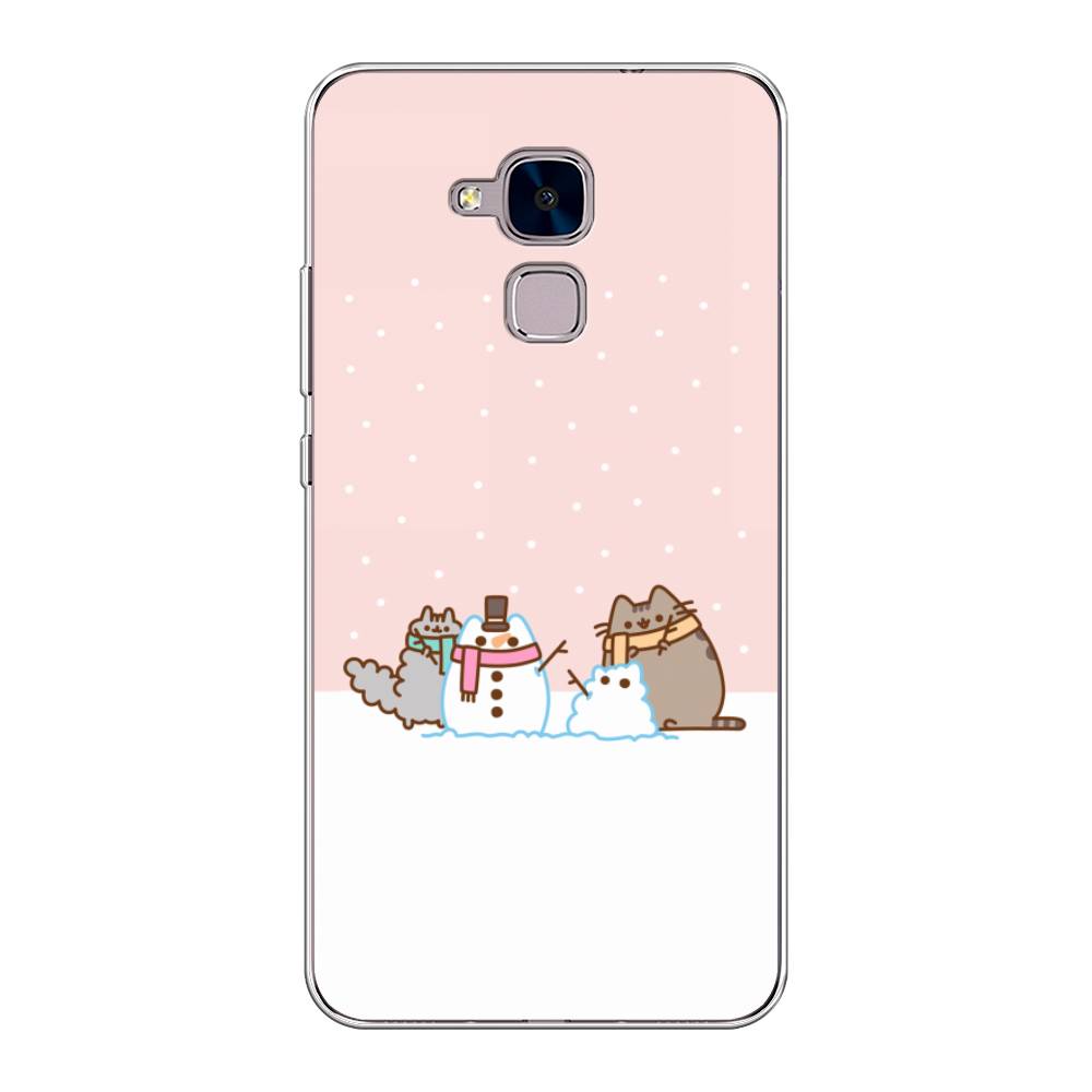 

Чехол на Honor 5C "Котики в снегу", Розовый;белый;серый, 60450-5