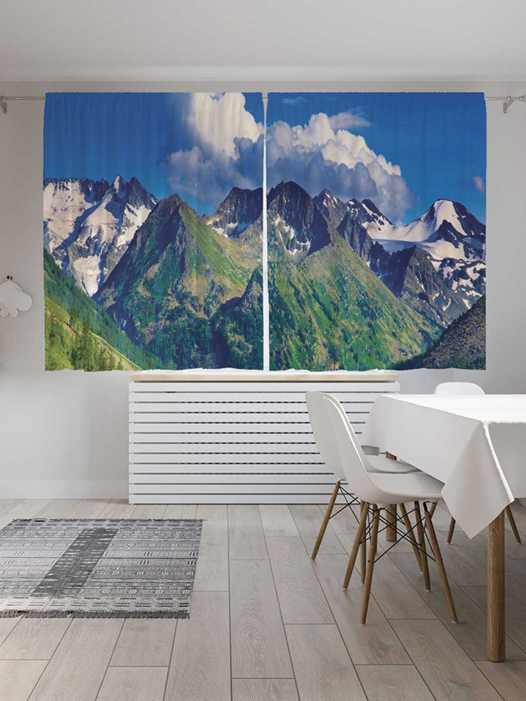 фото Классические шторы joyarty "горное настроение", серия oxford delux, 2 полотна 145x180 см
