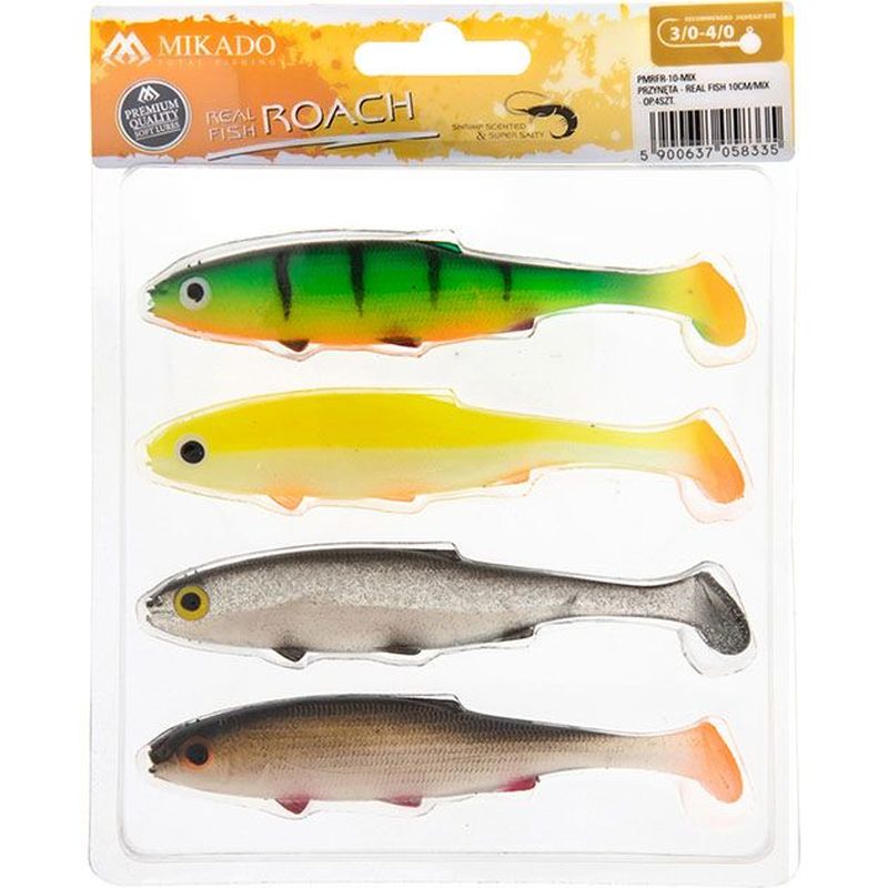 

Виброхвост Mikado REAL FISH 10 см (4 шт.), Разноцветный, Real fish