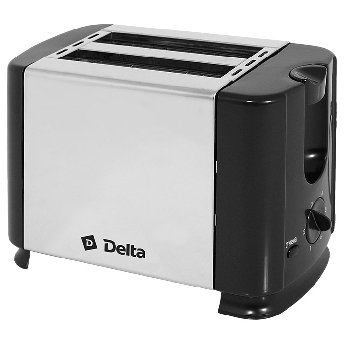 Тостер Delta DL-61 Black хлебопечь электрическая delta lux dl 8008в 500 вт 13 программ буханка вес хлеба 0 75 кг серебристый с черным