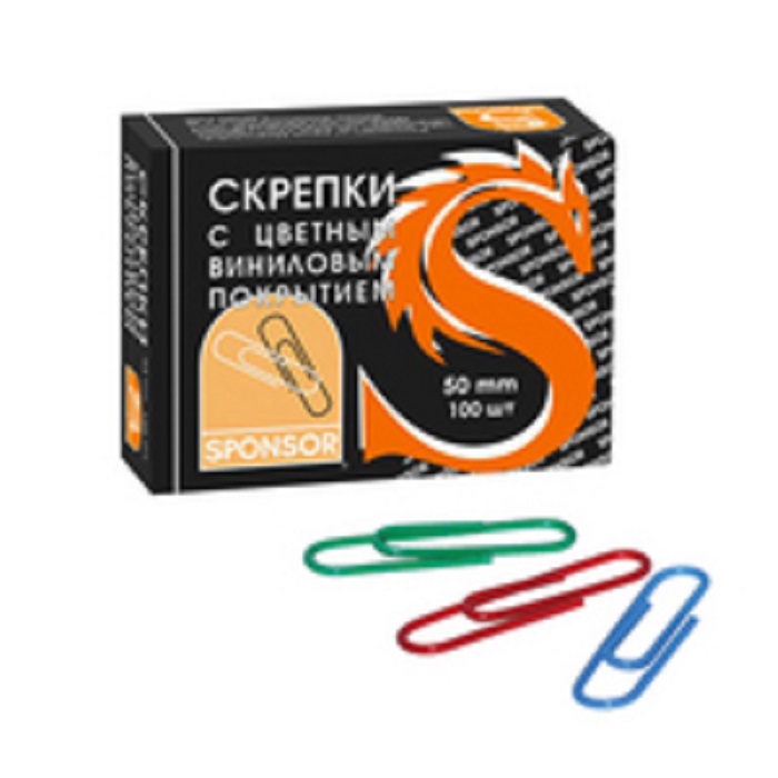 

Скрепки цветные с виниловым покрытием, 50 мм