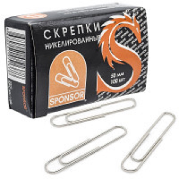 

Скрепки никелированные, 50 мм, 100 штук