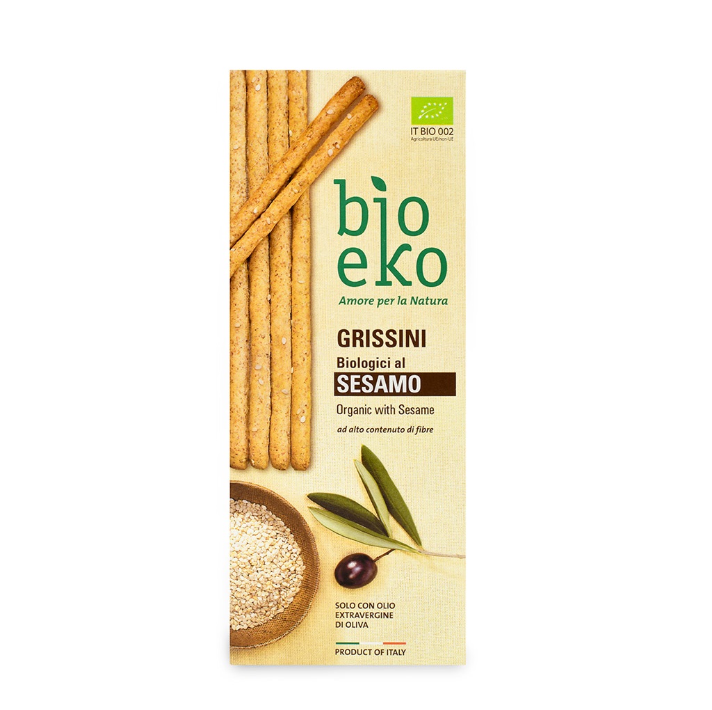 Гриссини из цельнозерновой пшеничной муки с кунжутом БИО, EKO BIO, 125 г, Италия