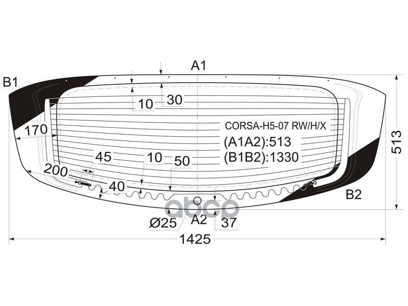 Стекло Заднее С Обогревом Opel Corsa 5D Hbk 06-14 XYG арт. CORSA-H5-07 RW/H/X