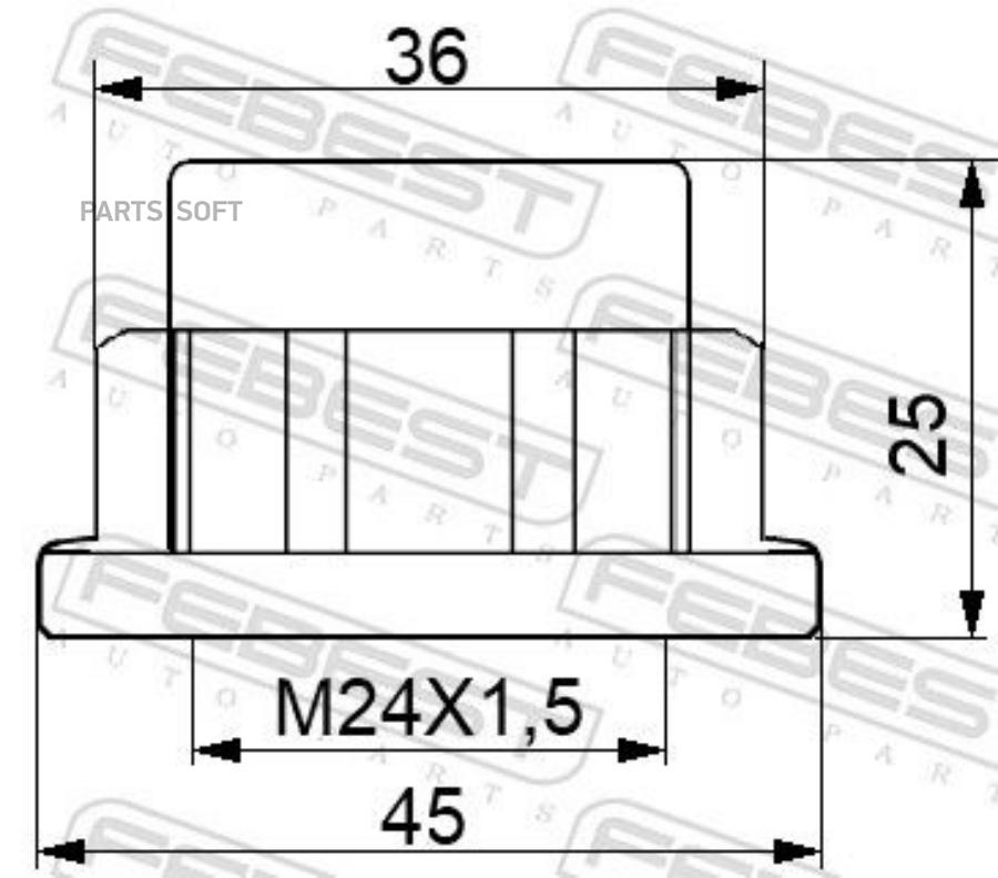 Гайка 36x25 Mercedes Benz Ml W166 1698-Nhub02 Febest арт. 1698-NHUB02