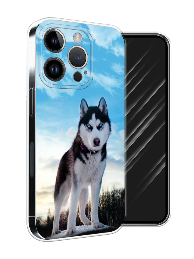 

Чехол Awog на Apple iPhone 15 Pro Max "Хаски 3", Белый;черный;голубой, 15850-1
