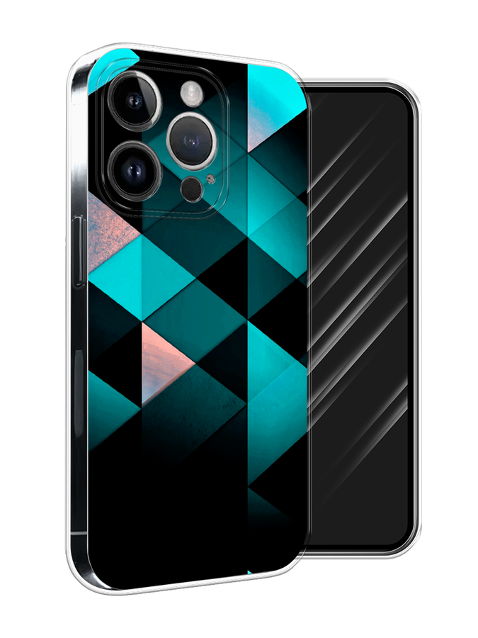 

Чехол Awog на Apple iPhone 15 Pro Max "Геометрия 16", Бирюзовый;черный, 15850-1