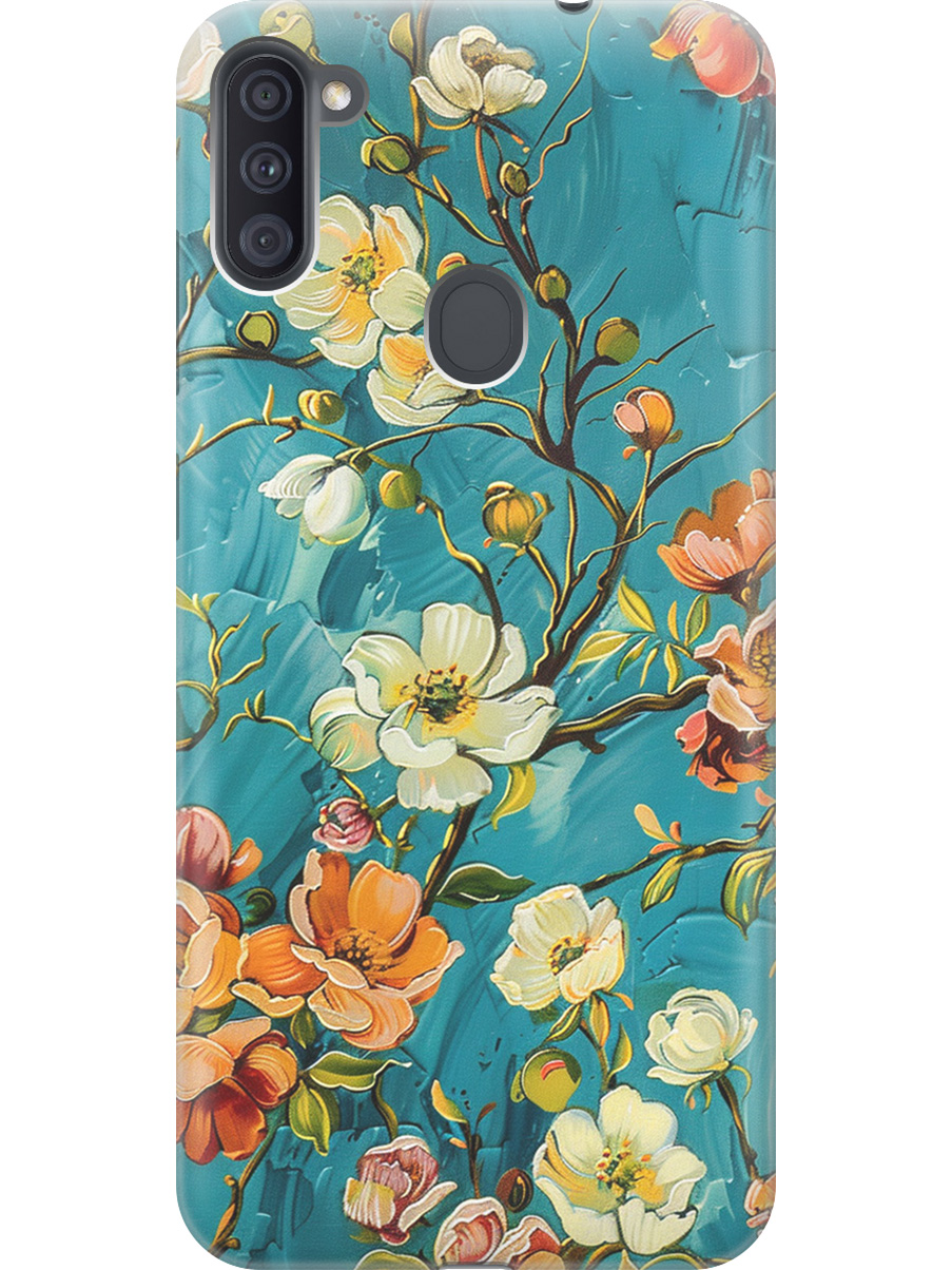 

Силиконовый чехол на Samsung Galaxy A11/M11 с принтом "Винтажные цветочки", Прозрачный;белый;голубой, 722820823