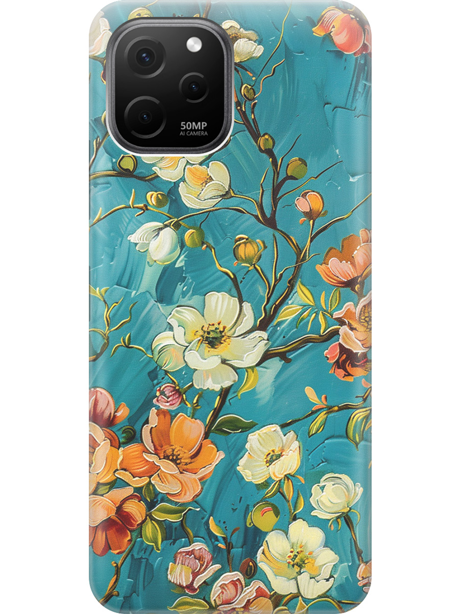 

Силиконовый чехол на Huawei nova Y61 с принтом "Винтажные цветочки", Прозрачный;белый;голубой, 762098523