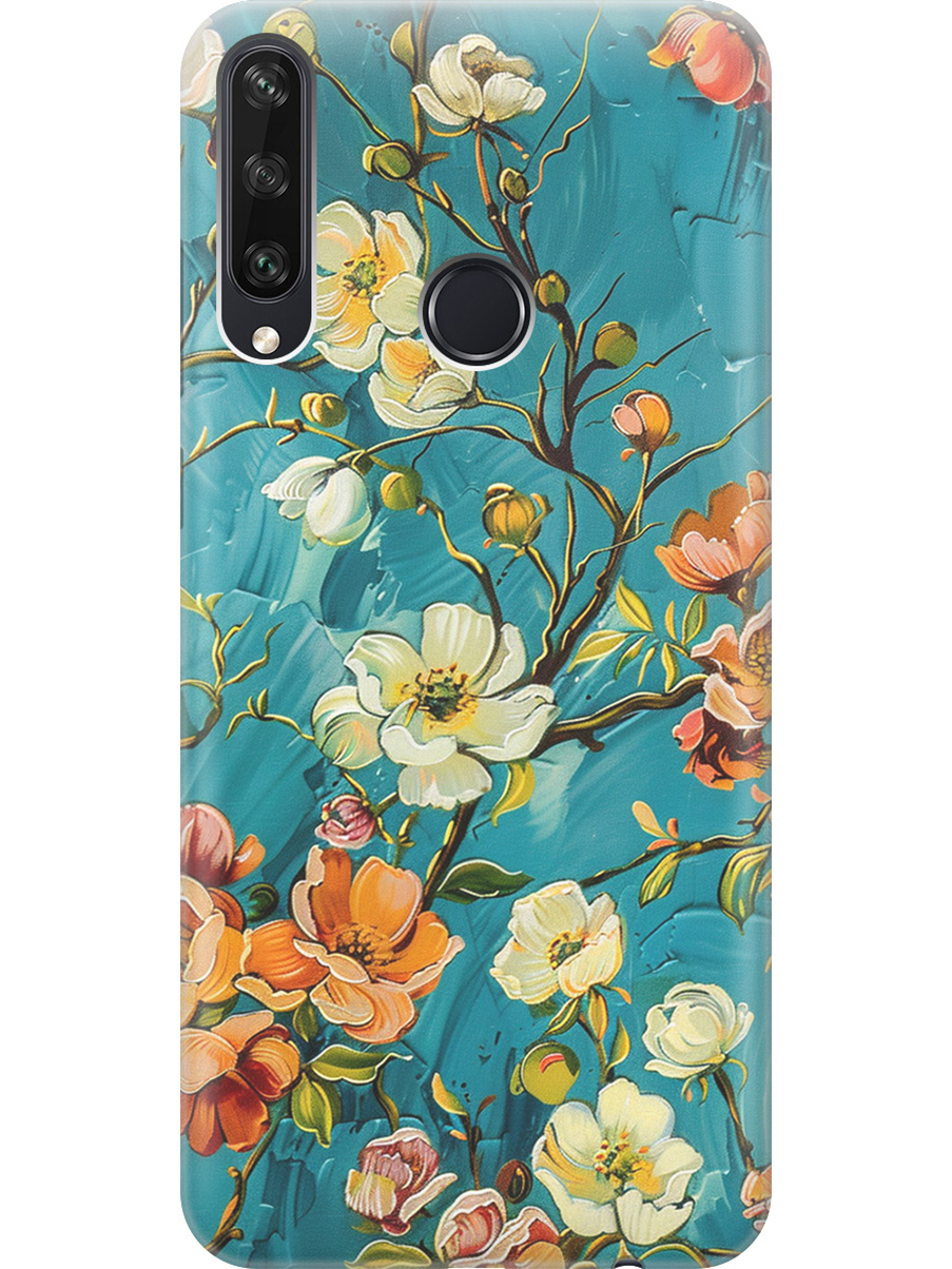 

Силиконовый чехол на Huawei Y6P с принтом "Винтажные цветочки", Прозрачный;белый;голубой, 723101023