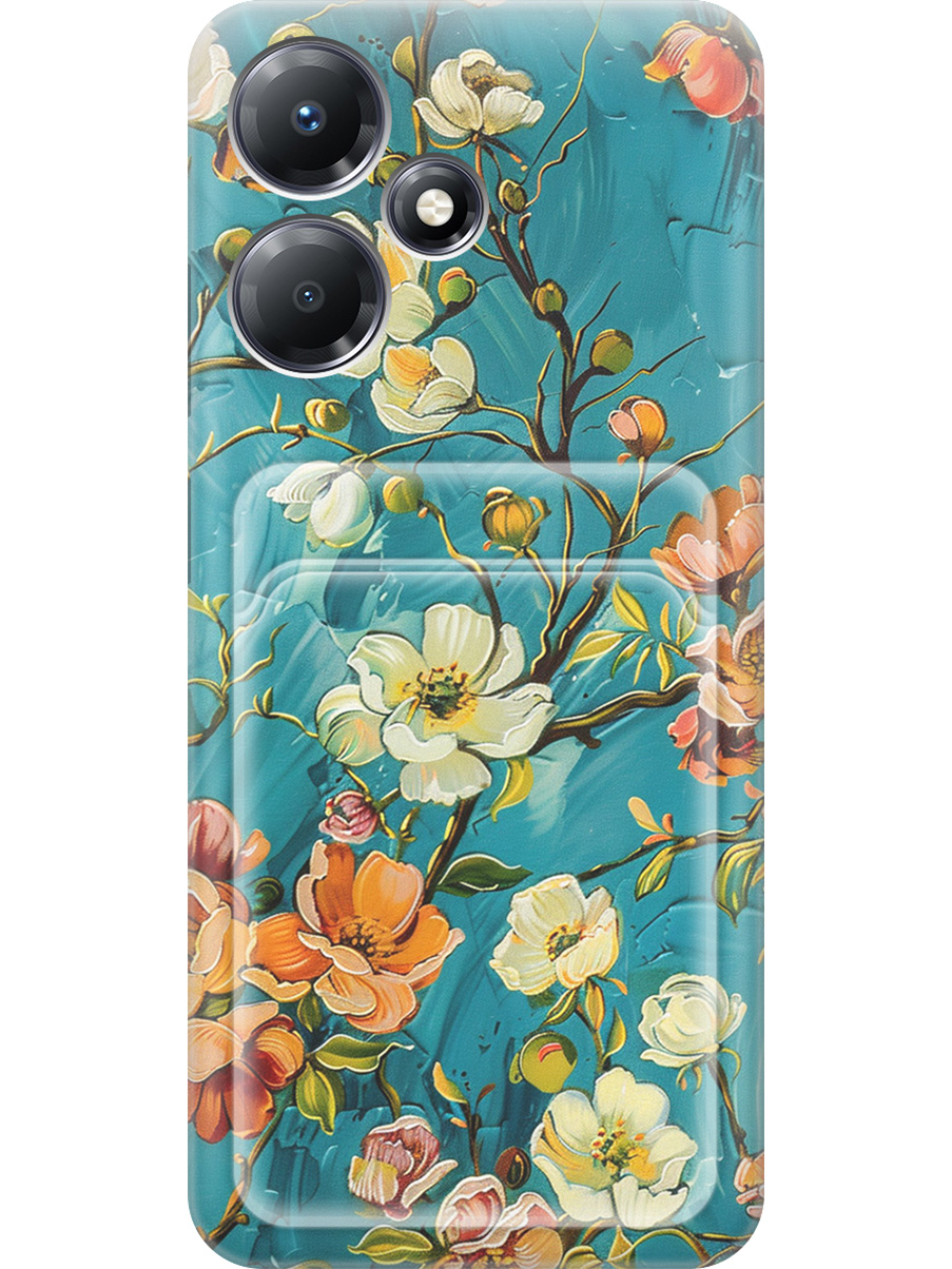 

Силиконовый чехол на Infinix Hot 30 Play с принтом с карманом для карты прозрачный 815462, Прозрачный;белый;голубой, 773941023