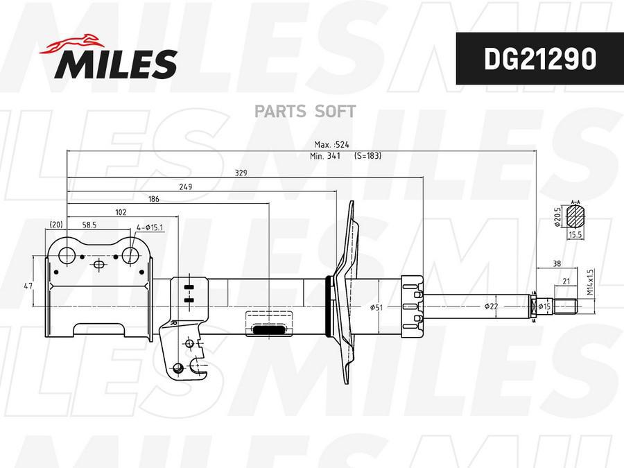 

MILES DG21290 Амортизатор передний правый TOYOTA COROLLA 02- (KYB 334323) DG21290 1шт