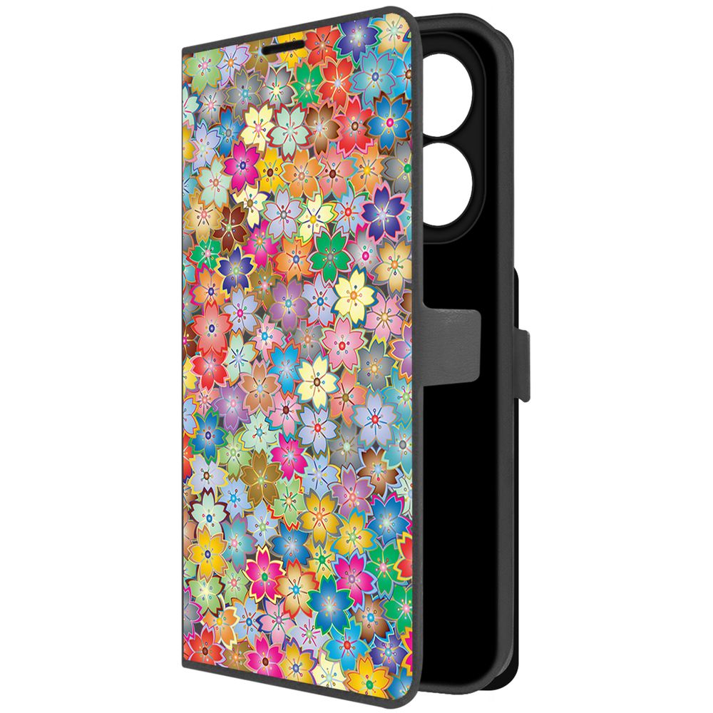 

Чехол-книжка Krutoff Eco Book для Xiaomi Redmi Note 13 4G Цветочный паттерн 4 (черный)