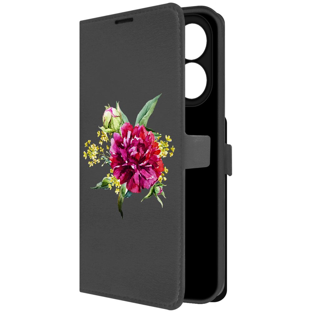 

Чехол-книжка Krutoff Eco Book для Xiaomi Redmi Note 13 4G Цветочная акварель (черный)