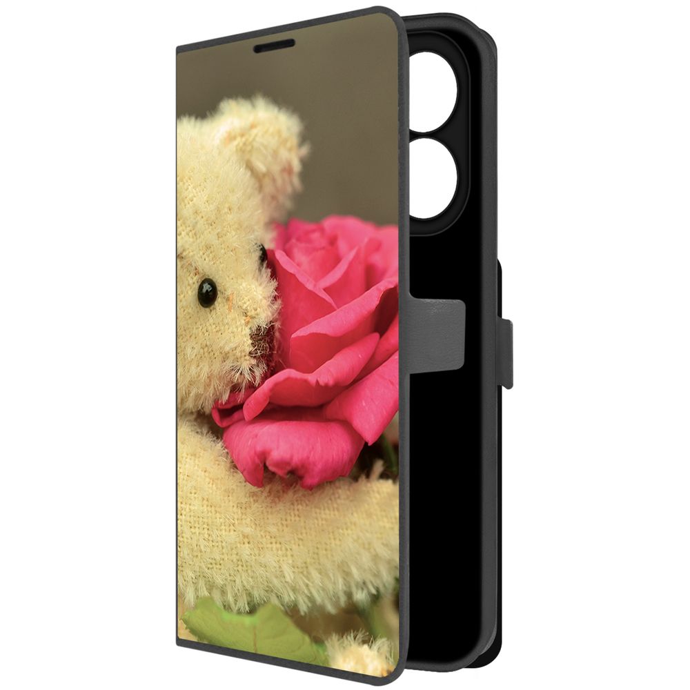 

Чехол-книжка Krutoff Eco Book для Xiaomi Redmi Note 13 4G Медвежонок с розой (черный)
