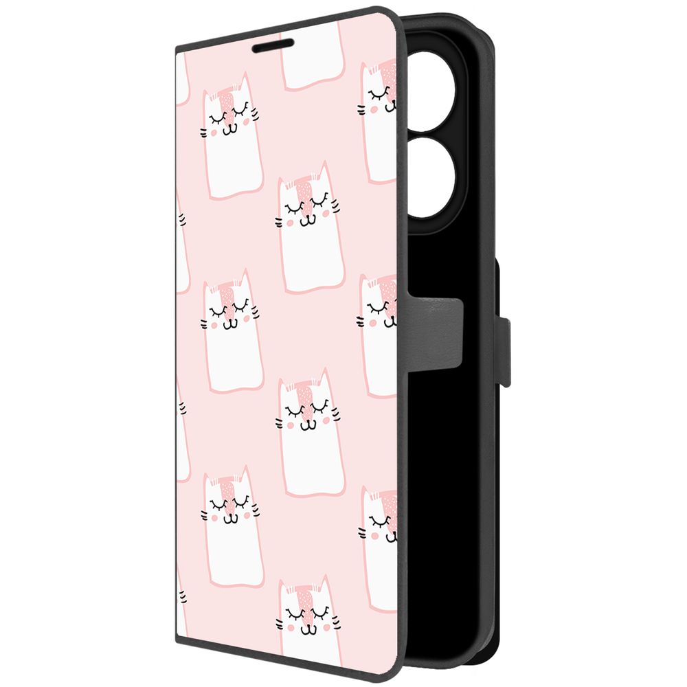 

Чехол-книжка Krutoff Eco Book для Xiaomi Redmi Note 13 4G Котики паттерн (черный)