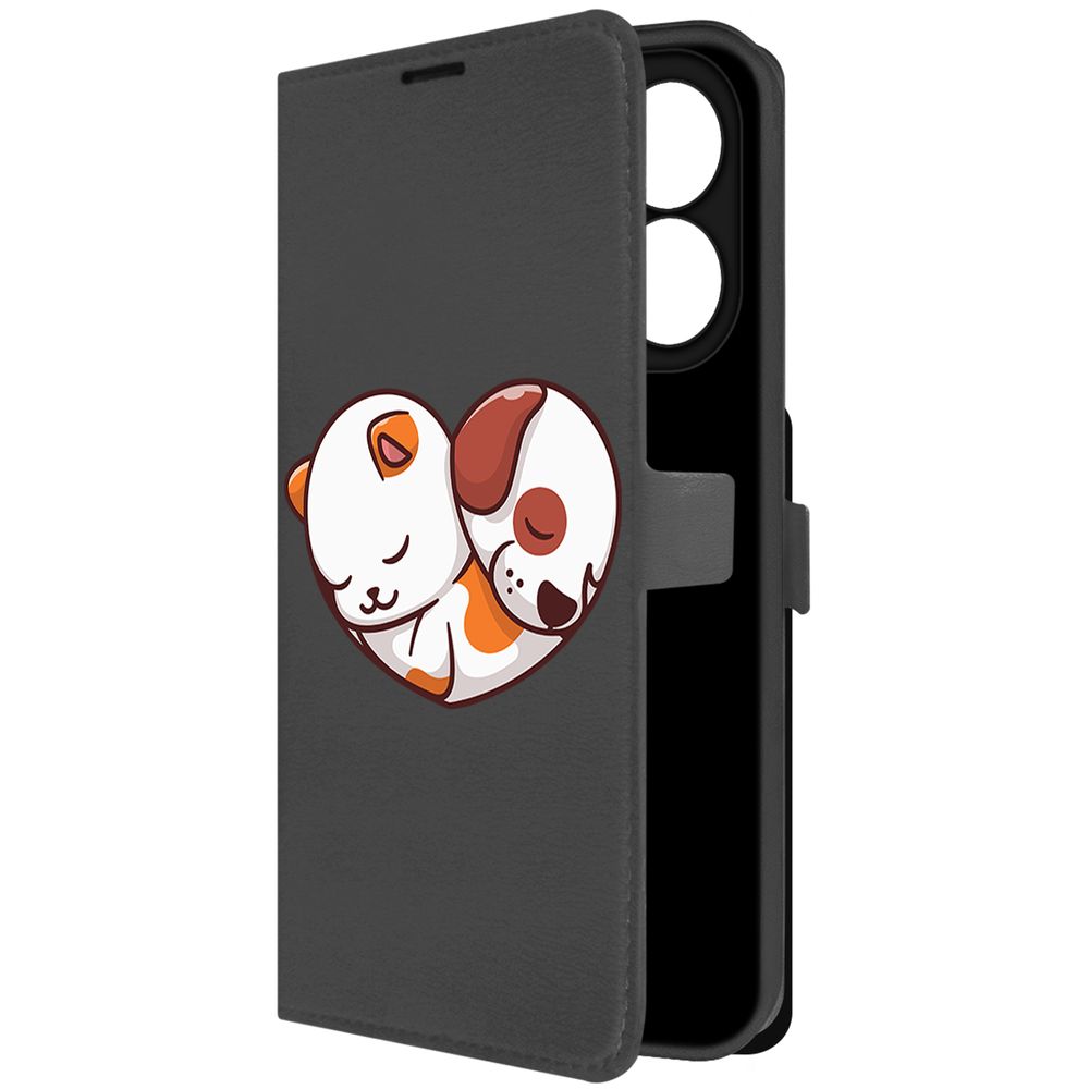 

Чехол-книжка Krutoff Eco Book для Xiaomi Redmi Note 13 4G Котёнок и Щенок (черный)