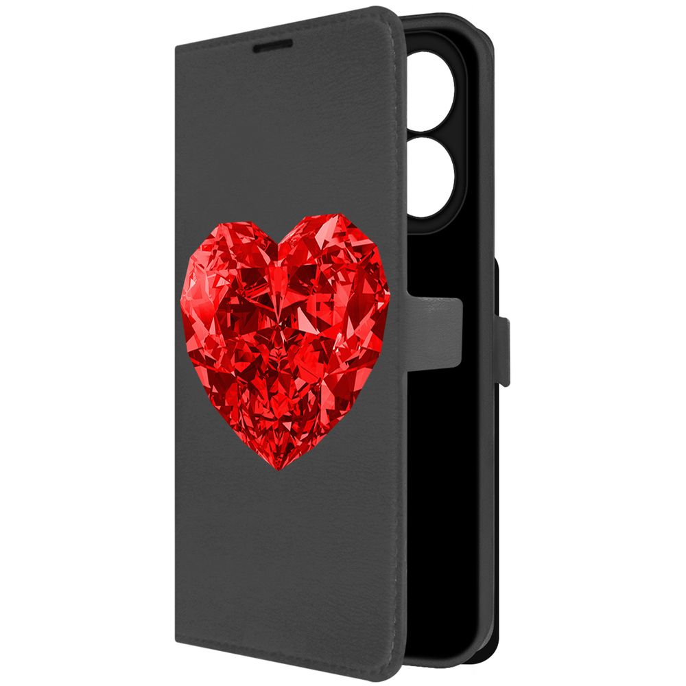 

Чехол-книжка Krutoff Eco Book для Xiaomi Redmi Note 13 4G Рубиновое сердце (черный)