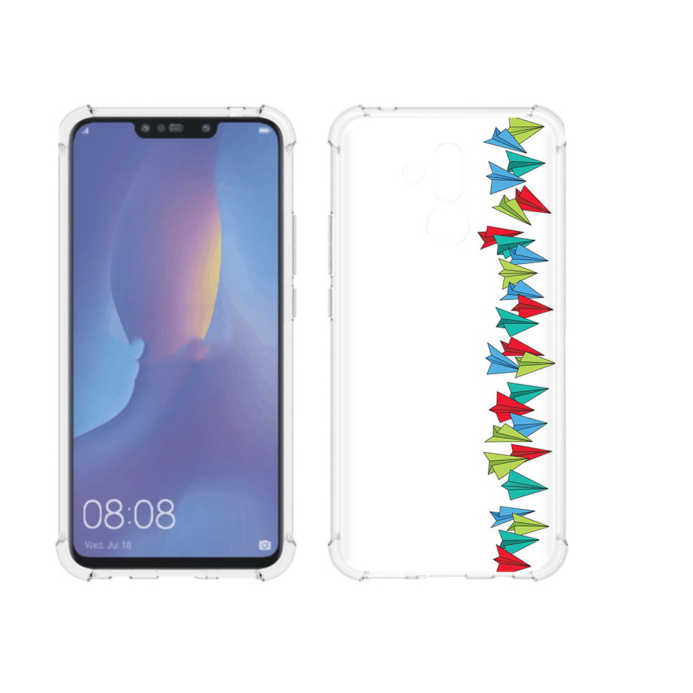 

Чехол MyPads Tocco для Huawei Mate 20 Lite самолетики из листочков (PT117828.66.593), Прозрачный, Tocco