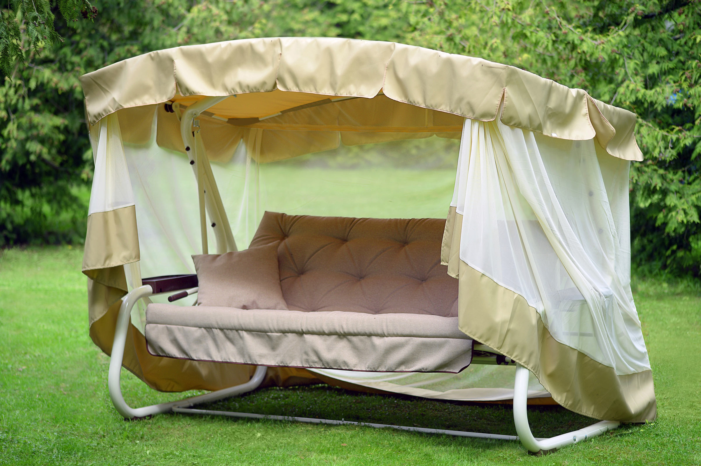 Садовые качели Olsa Саванна с1454 266х144х186 см. белый, бежевый