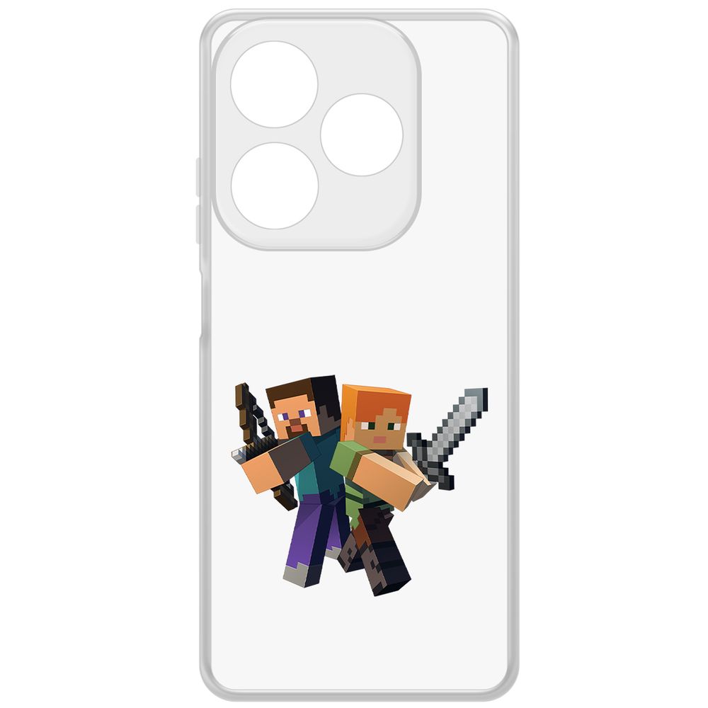 

Чехол-накладка Krutoff Clear Case Minecraft-Стив и Алекс для INFINIX Smart 8 Pro, Прозрачный