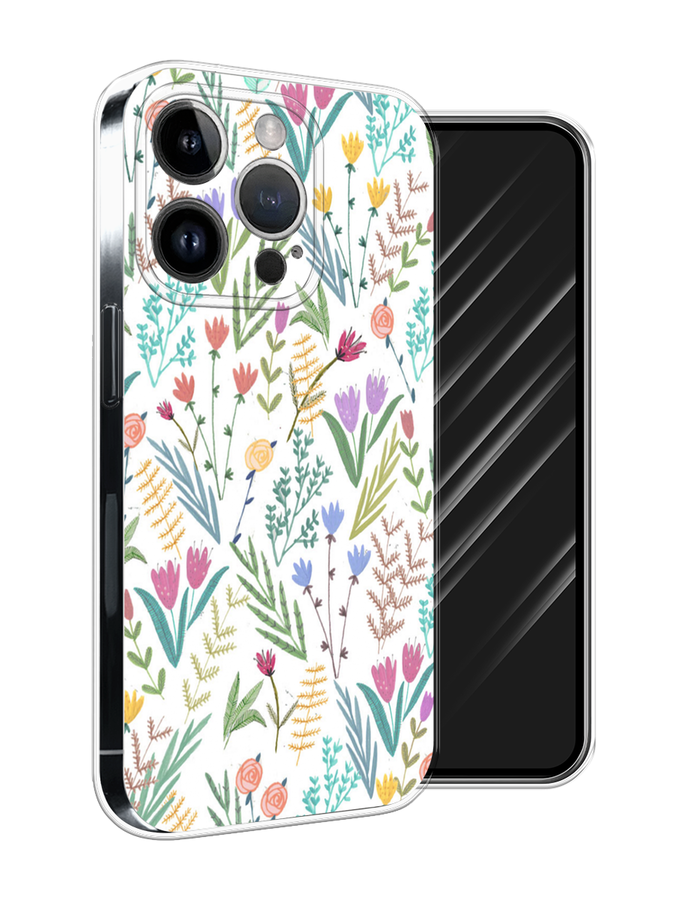 

Чехол Awog на Apple iPhone 15 Pro Max "Полевые цветы рисунок", Белый;зеленый, 15850-1