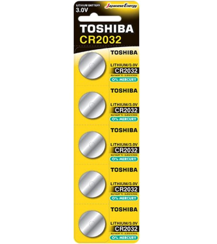 Элемент питания Toshiba CR2032 BL5, комплект 10 батареек (2 упак. х 5шт.)