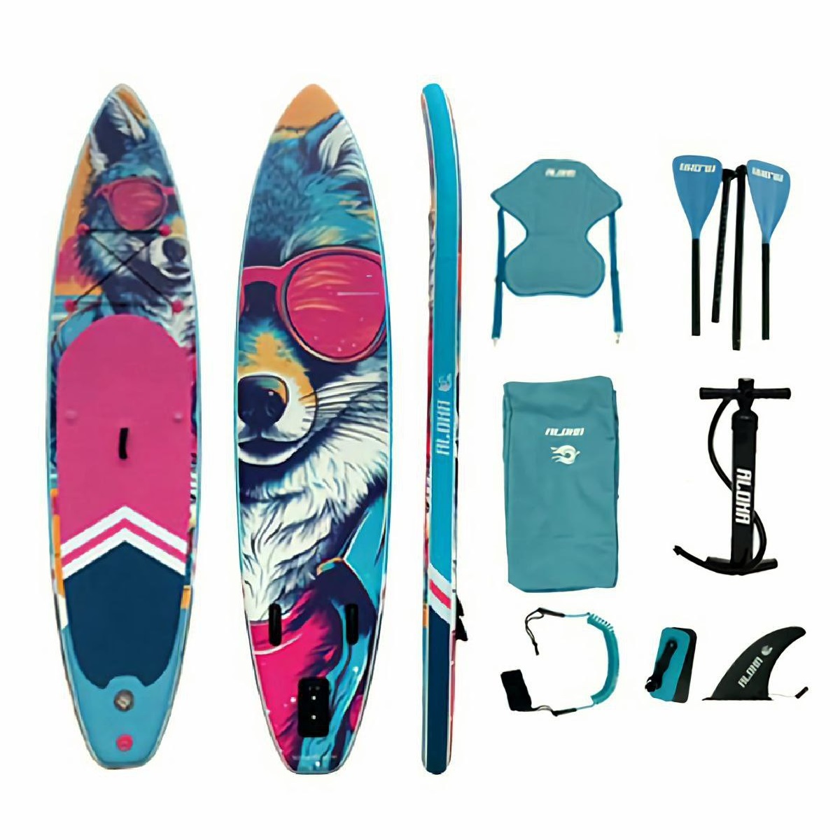 SUP-борд 2 в 1 ALOHA Волк 11'6, 350х84х15 см с полным комплектом аксессуаров