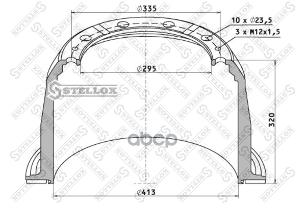 

85-00035-SX_торм.барабан !413x254/265 H=320 d=295/335 n10x23.5 \Scania