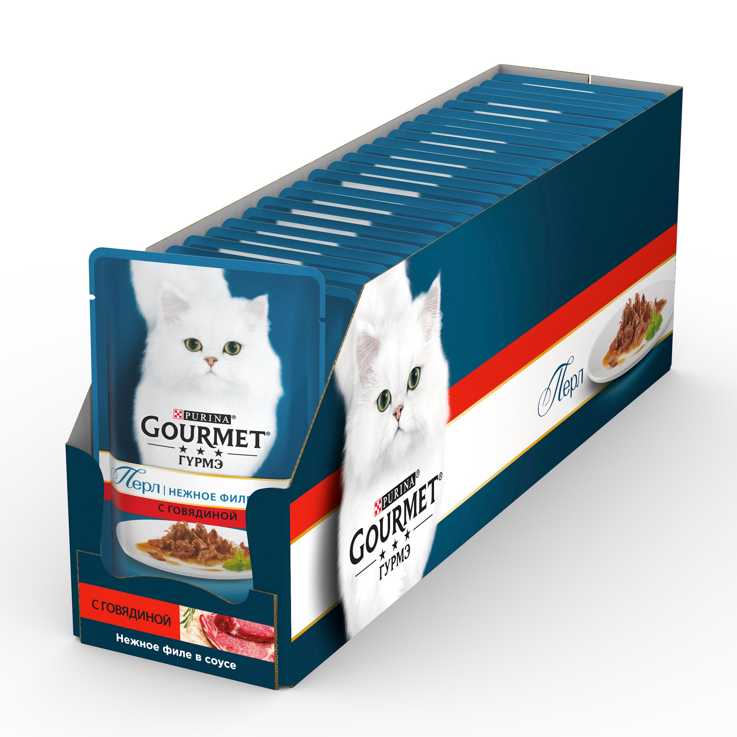 фото Влажный корм для кошек gourmet perle, говядина, 24шт, 85г