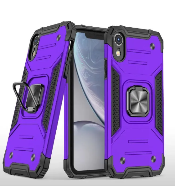 

Противоударный чехол для iPhone XR фиолетовый с пластиной для магнитного автодержателя