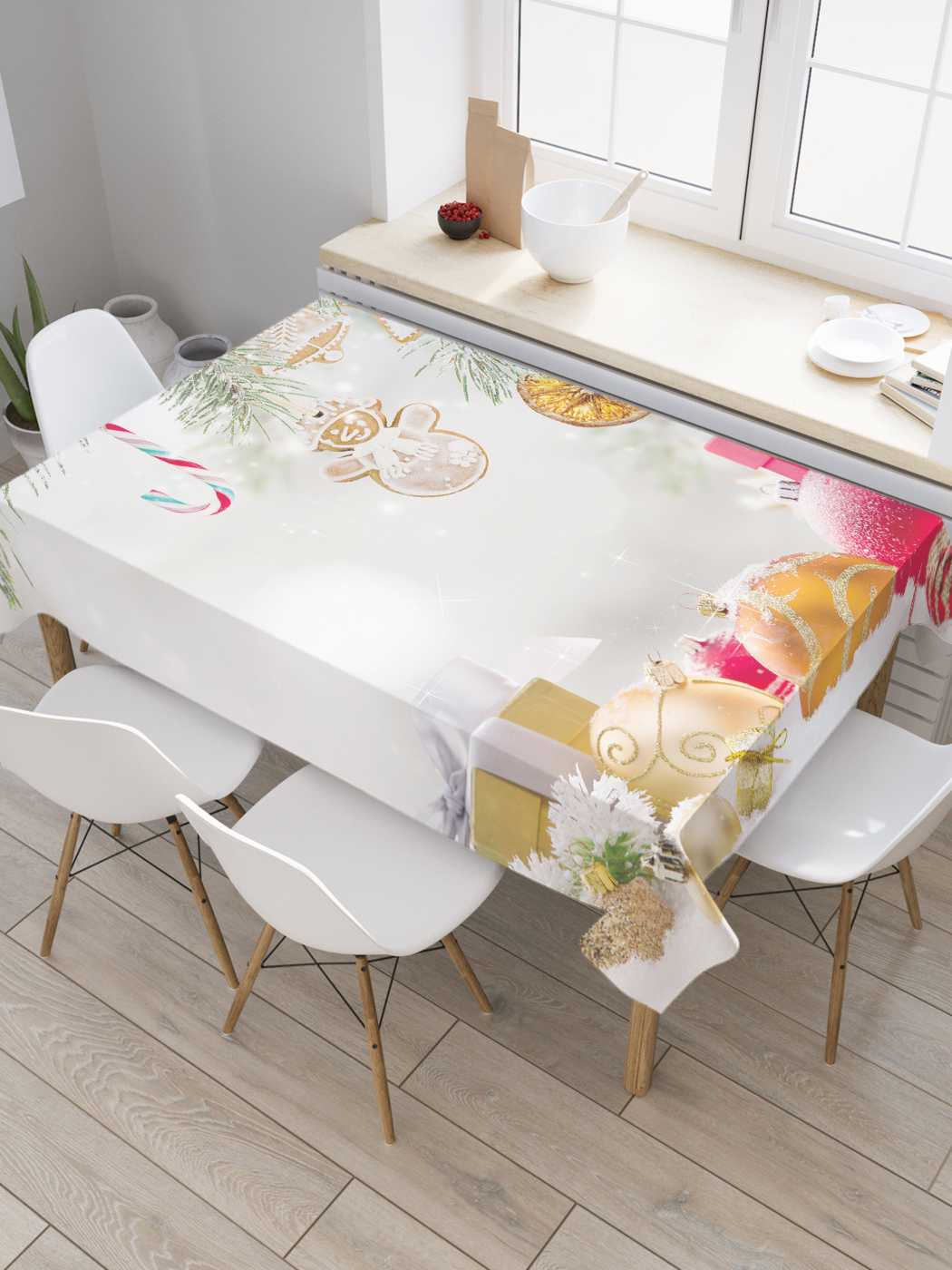 

Скатерть прямоугольная JoyArty "Блеск украшений" из оксфорда, 180x145 см, Серый, Блеск украшений