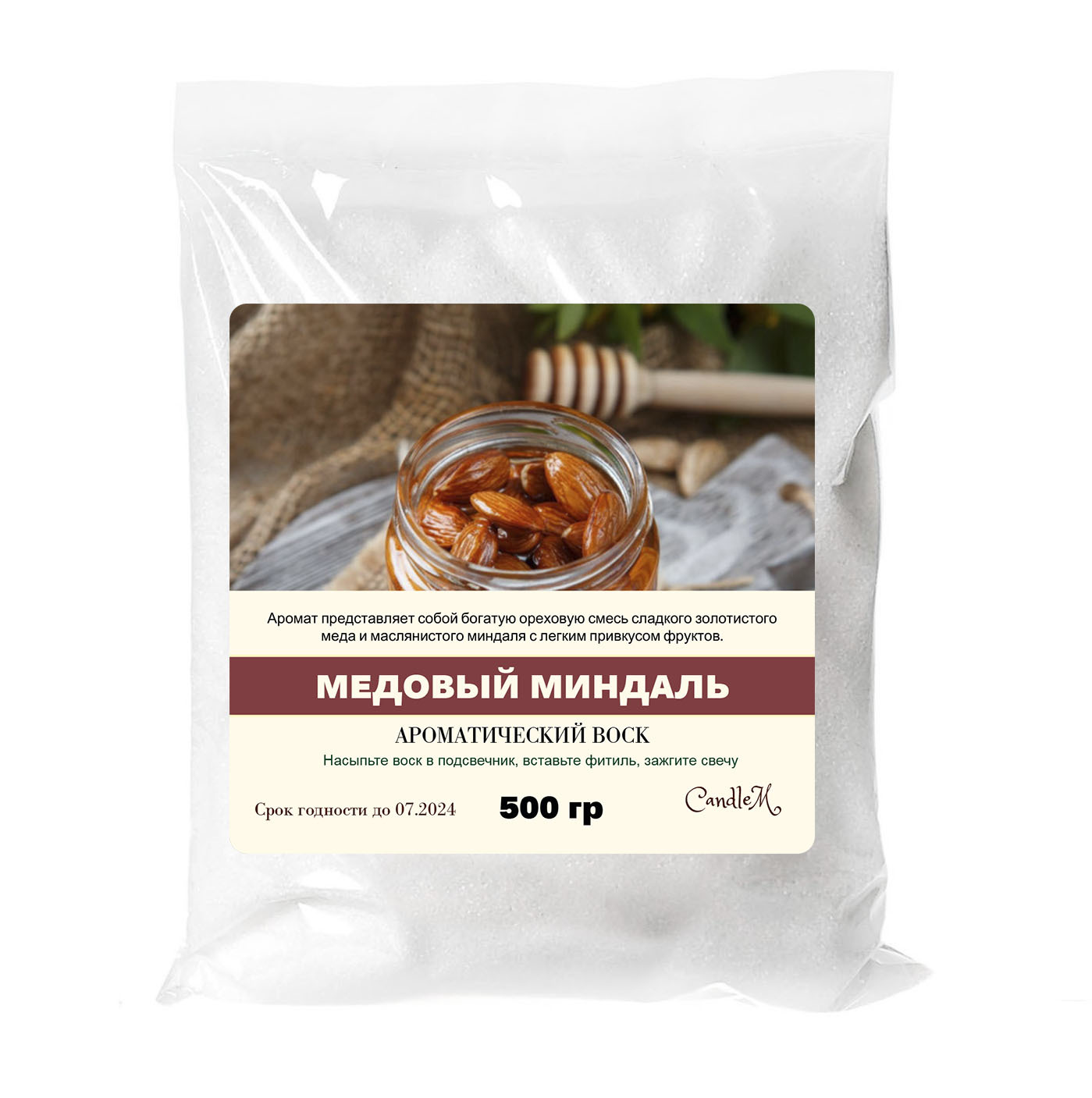 

Воск в гранулах CandleM медовый миндаль 500 гр, Белый