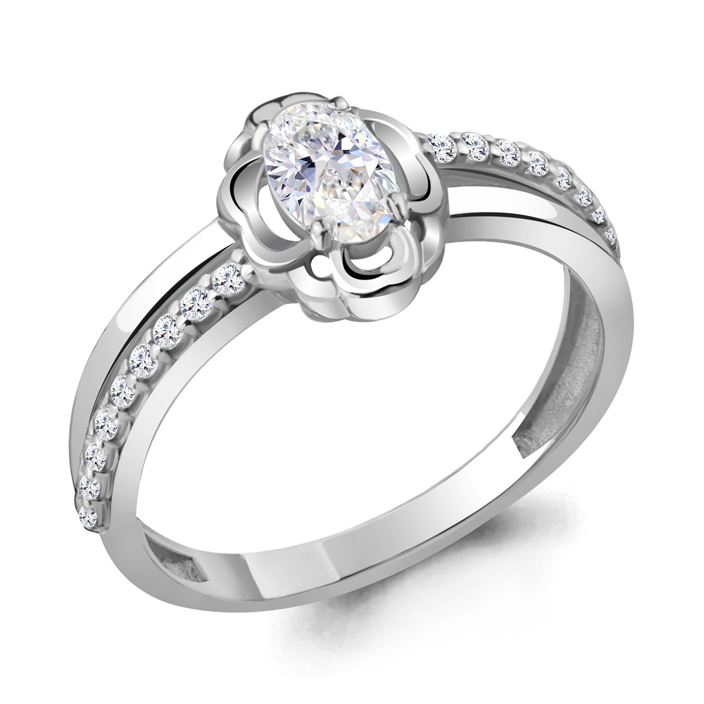 

Кольцо из серебра р. 17,5 Aquamarine 68646А_925_р, фианит, 68646А_925_р