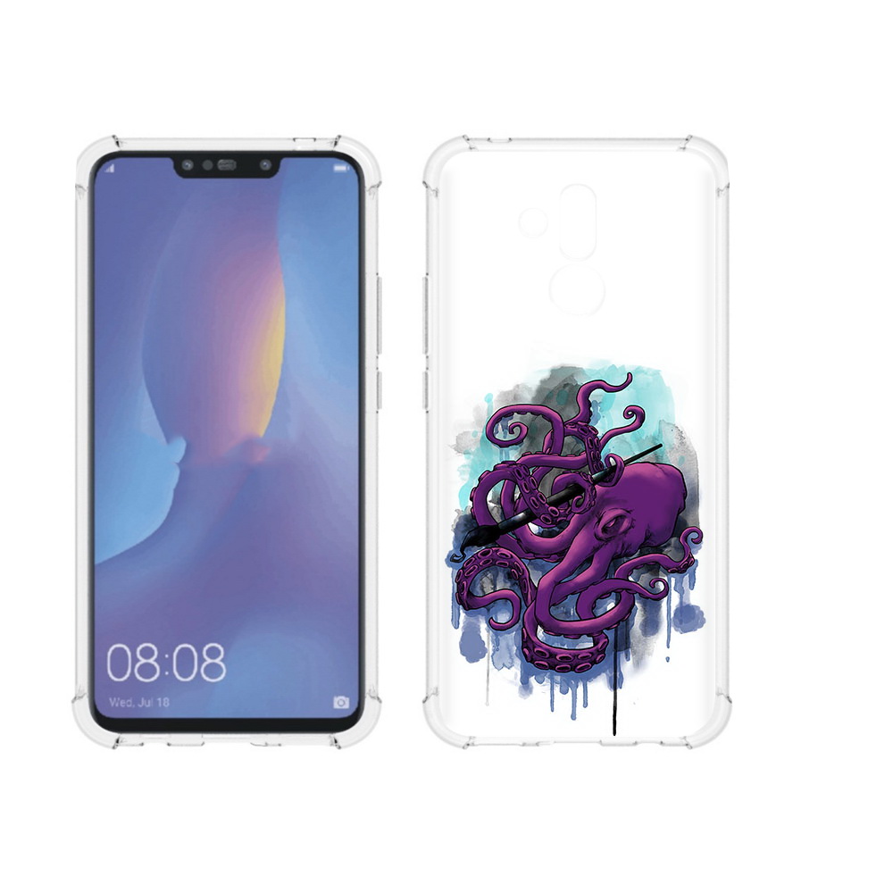 

Чехол MyPads Tocco для Huawei Mate 20 Lite фиолетовый осьминог (PT117828.66.658), Прозрачный, Tocco