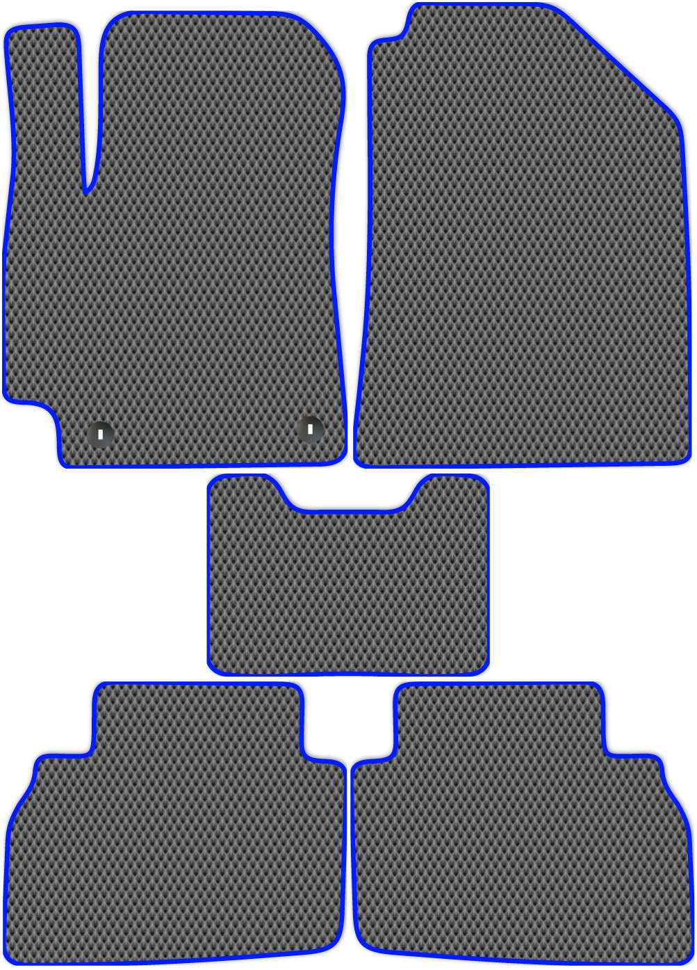 

Коврики ЭВА в салон для Kia Seltos 2019 - Н.В., 5 шт. серый, синий кант, 2951-S5YLT-H