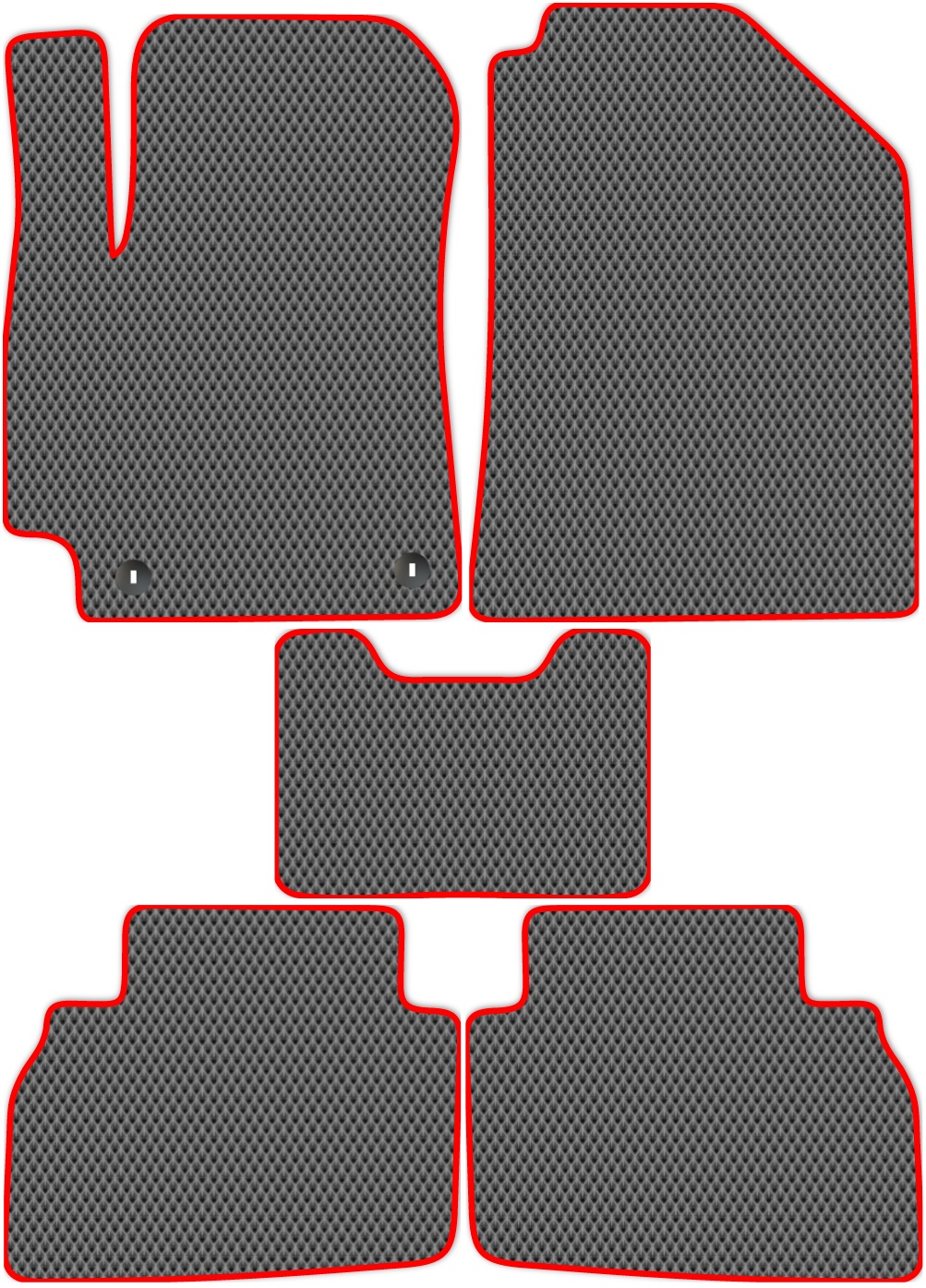 фото Коврики allmone "ева/эва/eva" kia seltos 2019 - н.в., серый с красной окантовкой, 5 шт., к