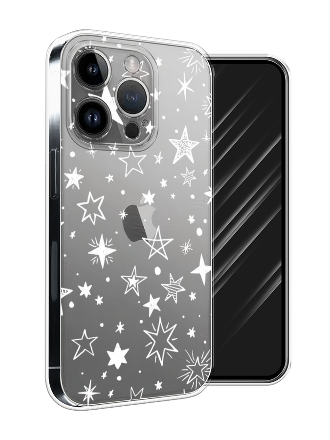 

Чехол Awog на Apple iPhone 15 Pro Max "Звездочки графика белая", Прозрачный;белый, 15850-1