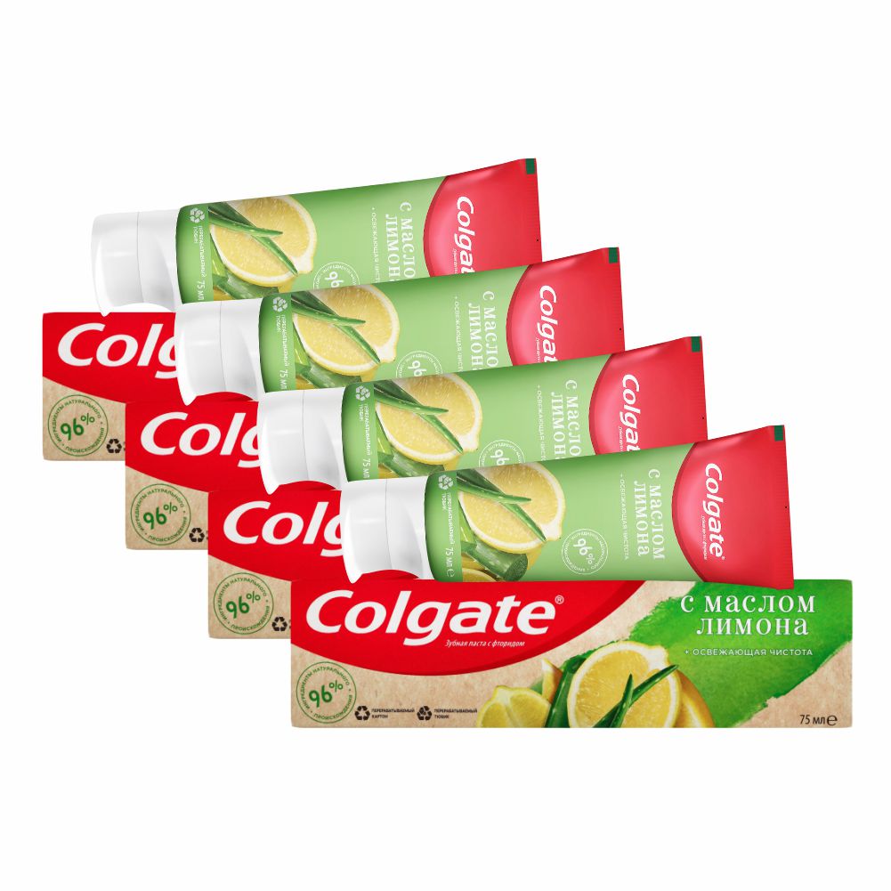 Комплект Зубная паста Colgate NATURALS Освежающая чистота с Маслом Лимона 75 мл х 4 шт перио паста зубная освежающая 285 г