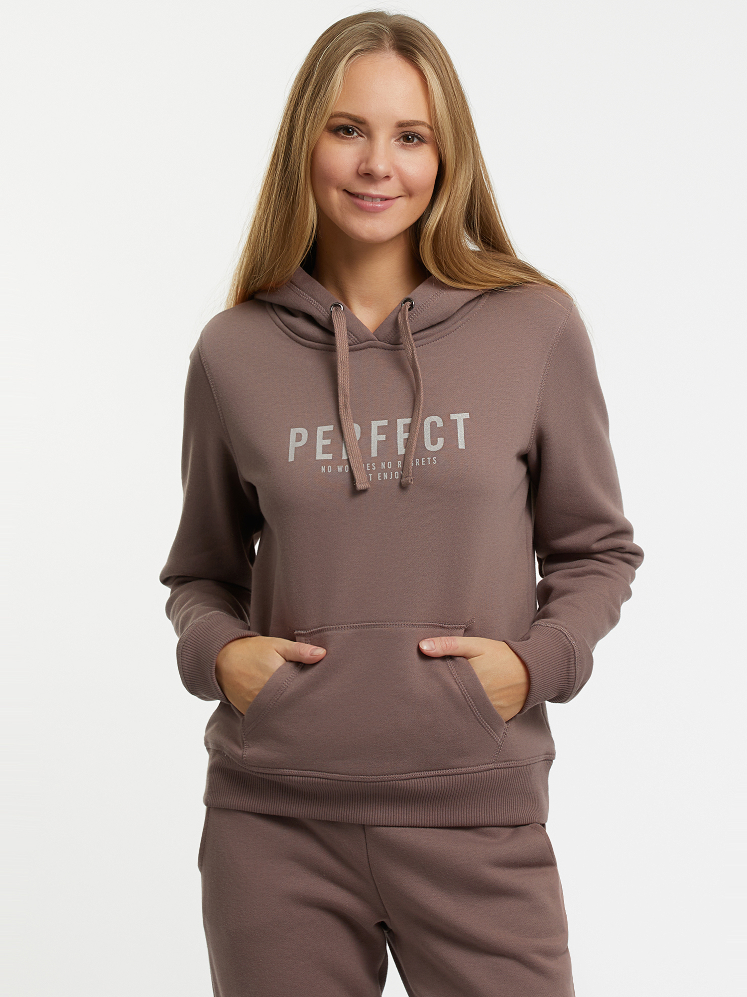 

Худи женское oodji 15401004-3B коричневое M, Коричневый, 15401004-3B