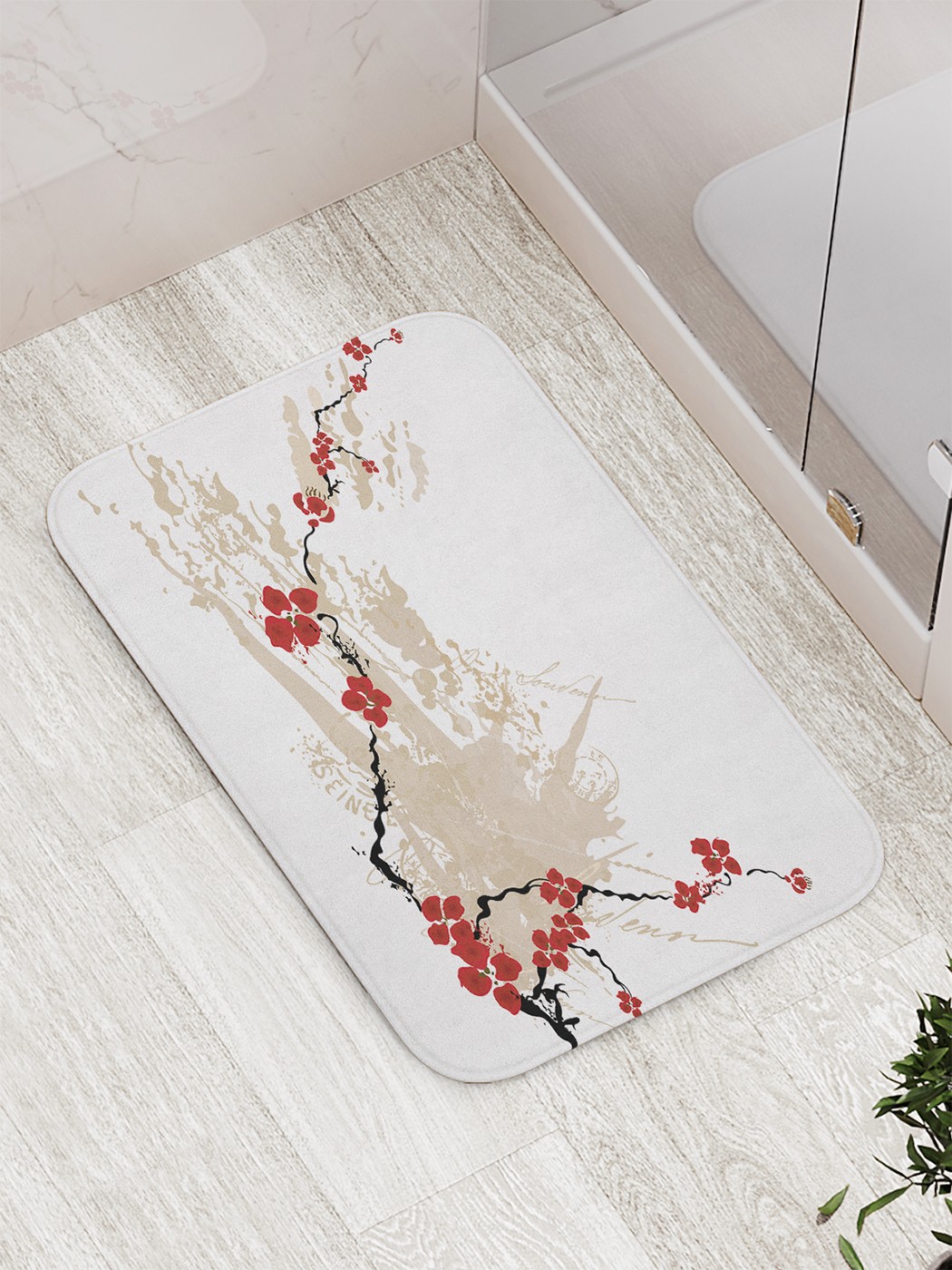 

Коврик противоскользящий JoyArty Ветка японской сакуры, 77х52 см