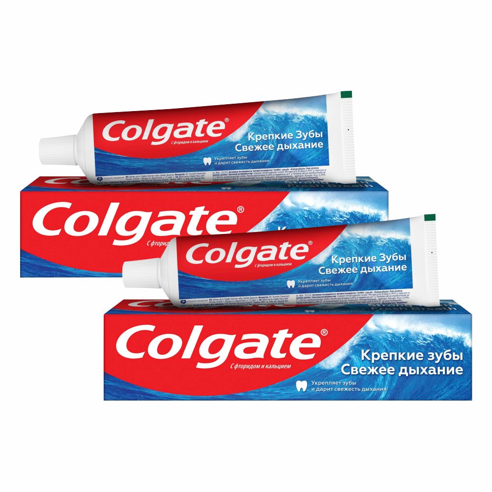 Комплект Зубная паста Colgate Крепкие зубы Свежее дыхание 100 мл х 2 шт лакомство свежее дыхание для собак с мятой и имбирем омега nео таблетки 90шт