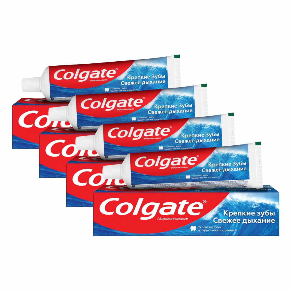 Комплект Зубная паста Colgate Крепкие зубы Свежее дыхание 100 мл х 4 шт зубная паста white glo отбеливающая свежее дыхание 80