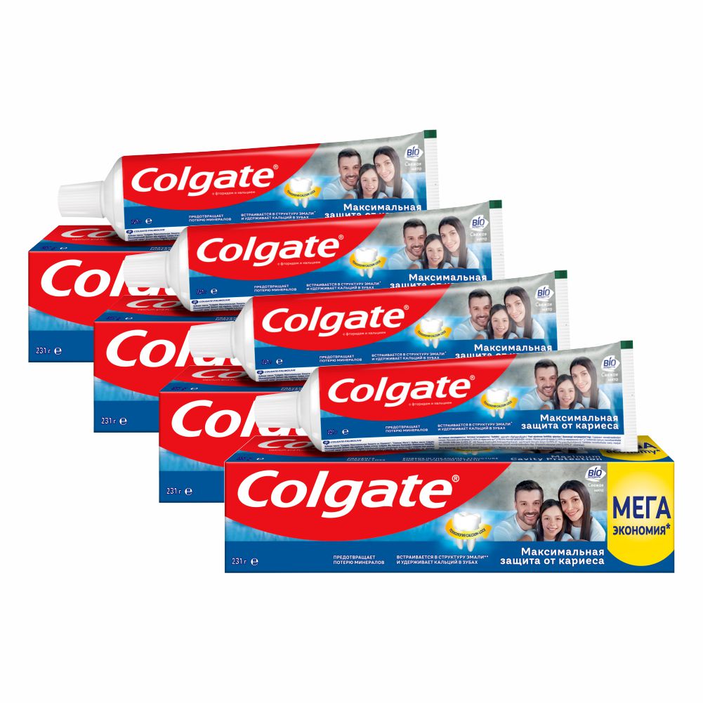 Комплект Colgate зубная паста Максимальная Защита от кариеса Свежая мята 150 мл х 4 шт зубная паста colgate прополис свежая мята 100 мл