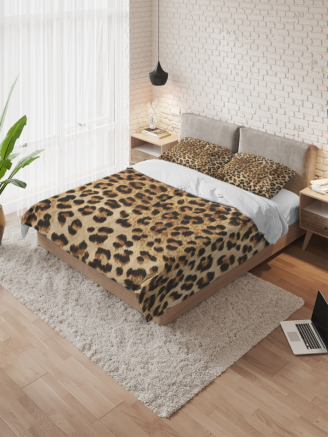 фото Постельное белье ambesonne "леопардовое окружение" (евро), комплект 2х-спальный