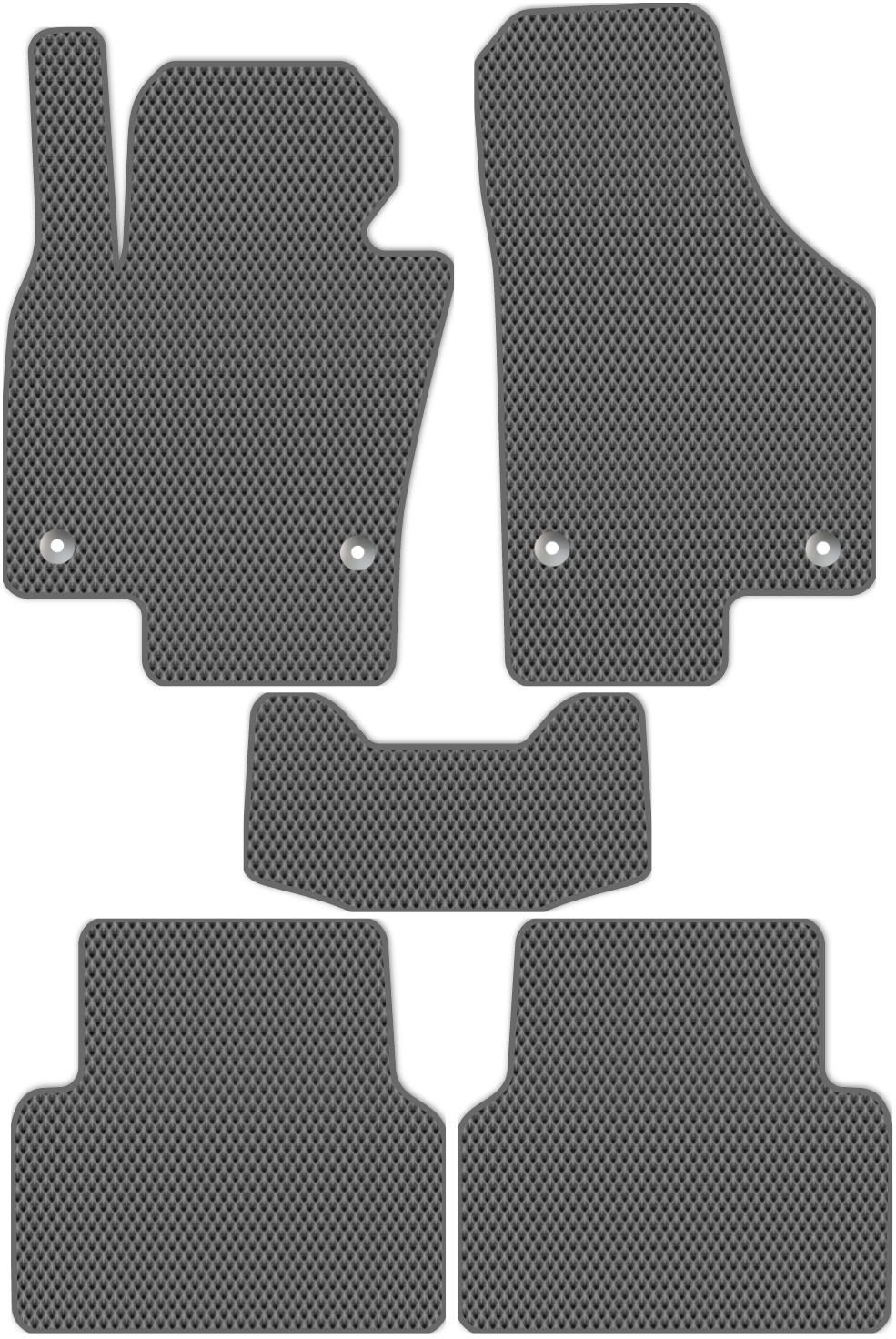 

Коврики ЭВА в салон для Volkswagen Tiguan 1 2006 - 2017, 5 шт. серый, темно-серый кант, 5018-S5YLT-H