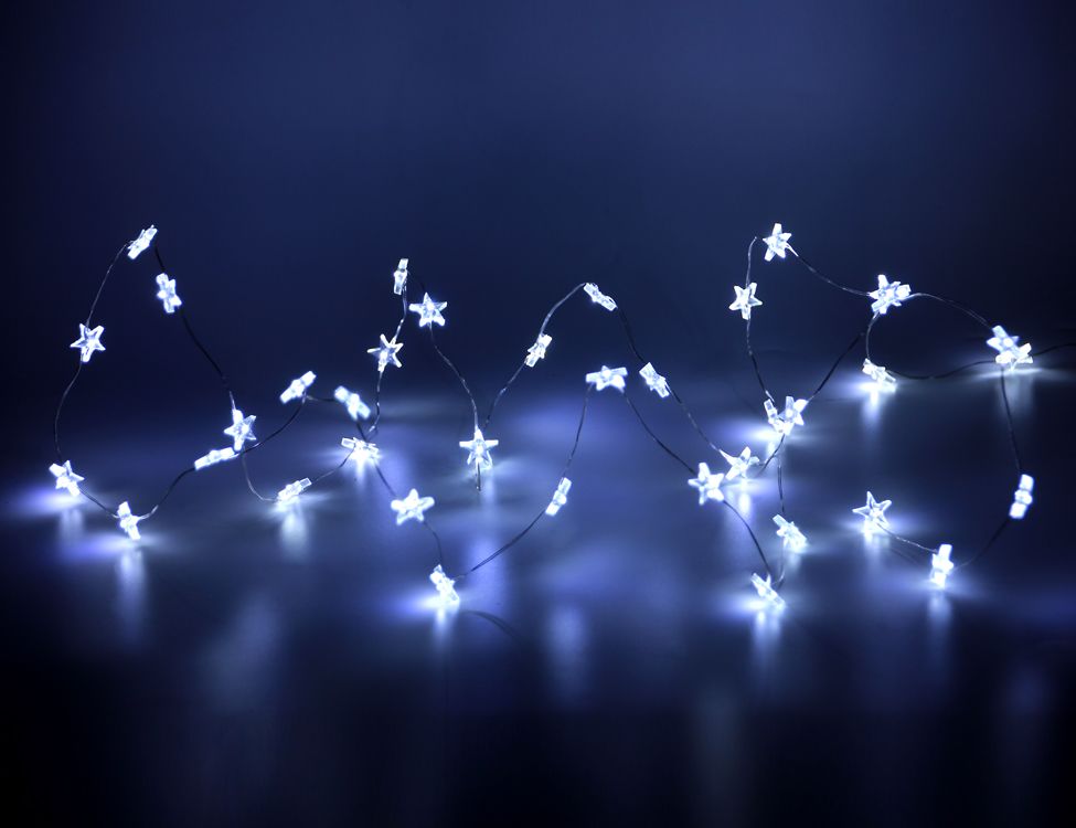 фото Гирлянда микро звёздочки, 40 холодных белых mini led-огней, 2 м, koopman international